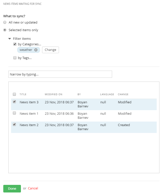 SelectContentItemsForSync SelectContentItemsForSync