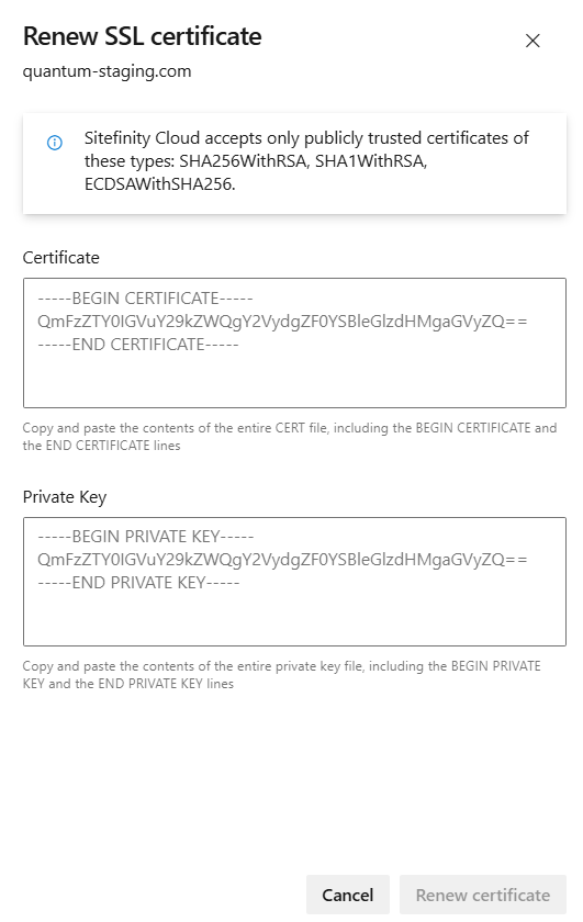 Use your own certificate