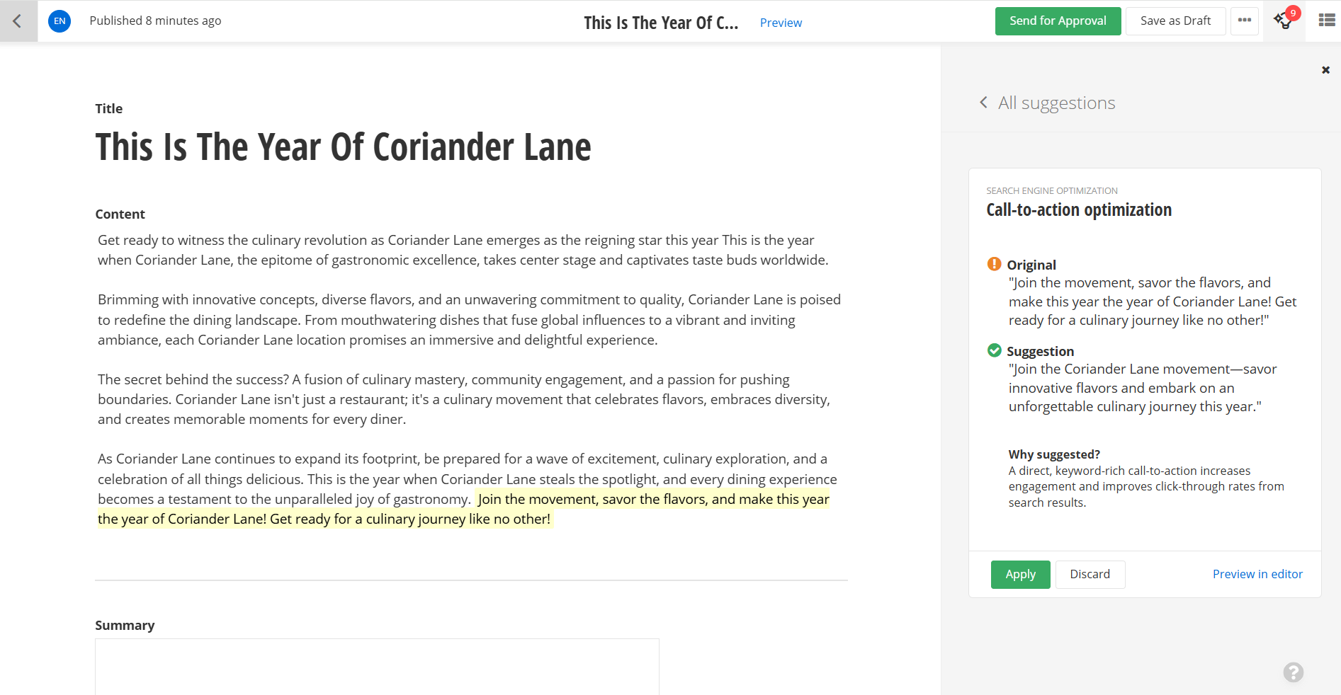 Expanded SEO content suggestion
