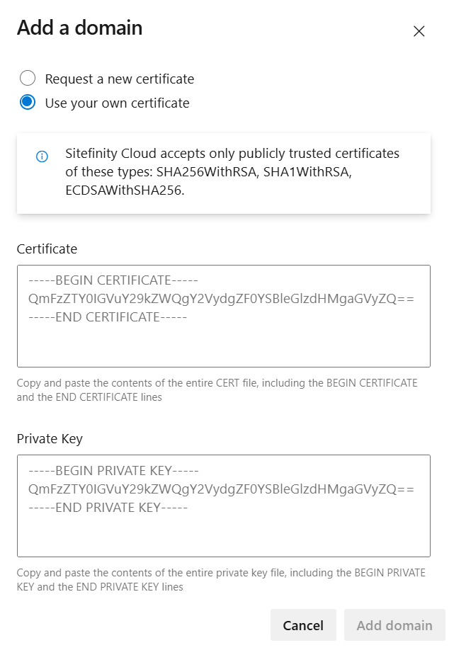 Use your own certificate