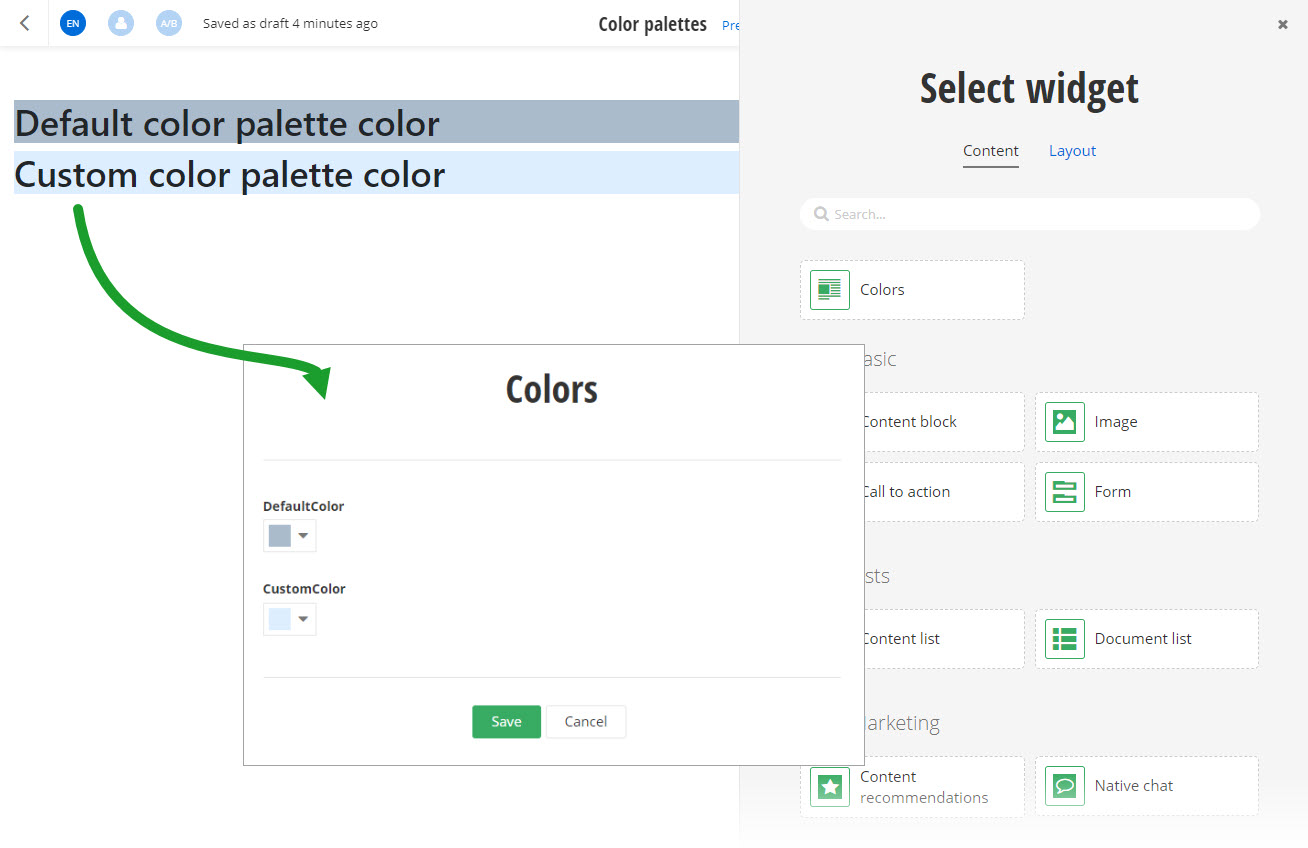 Color palettes sample - Sitefinity CMS Sitefinity renderers