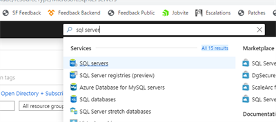 SQL Servers menu item