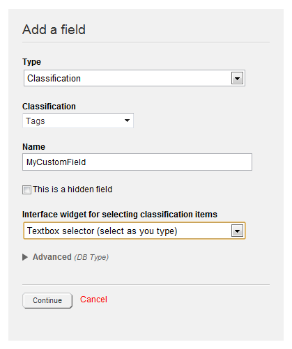 Use FlatTaxonField when creating a custom field through the UI