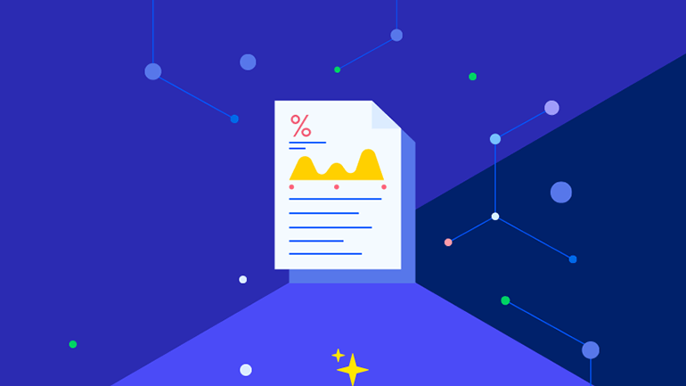 Blue Background with a data sheet.