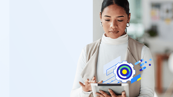 Woman looking at tablet