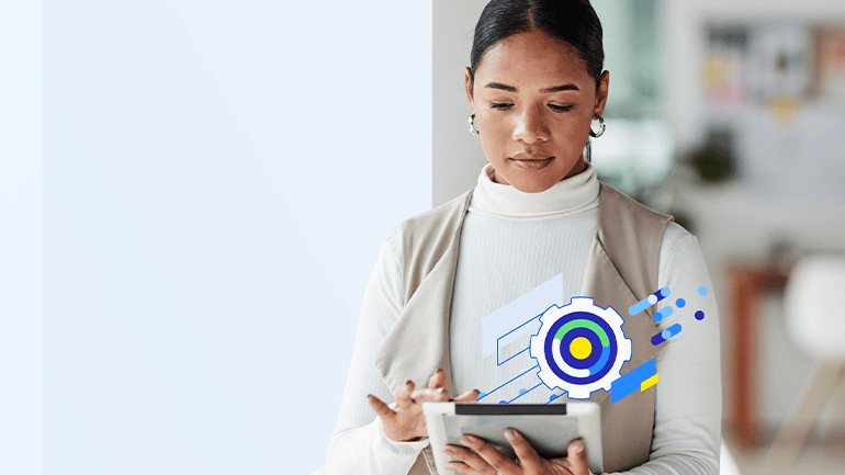 Woman looking at tablet