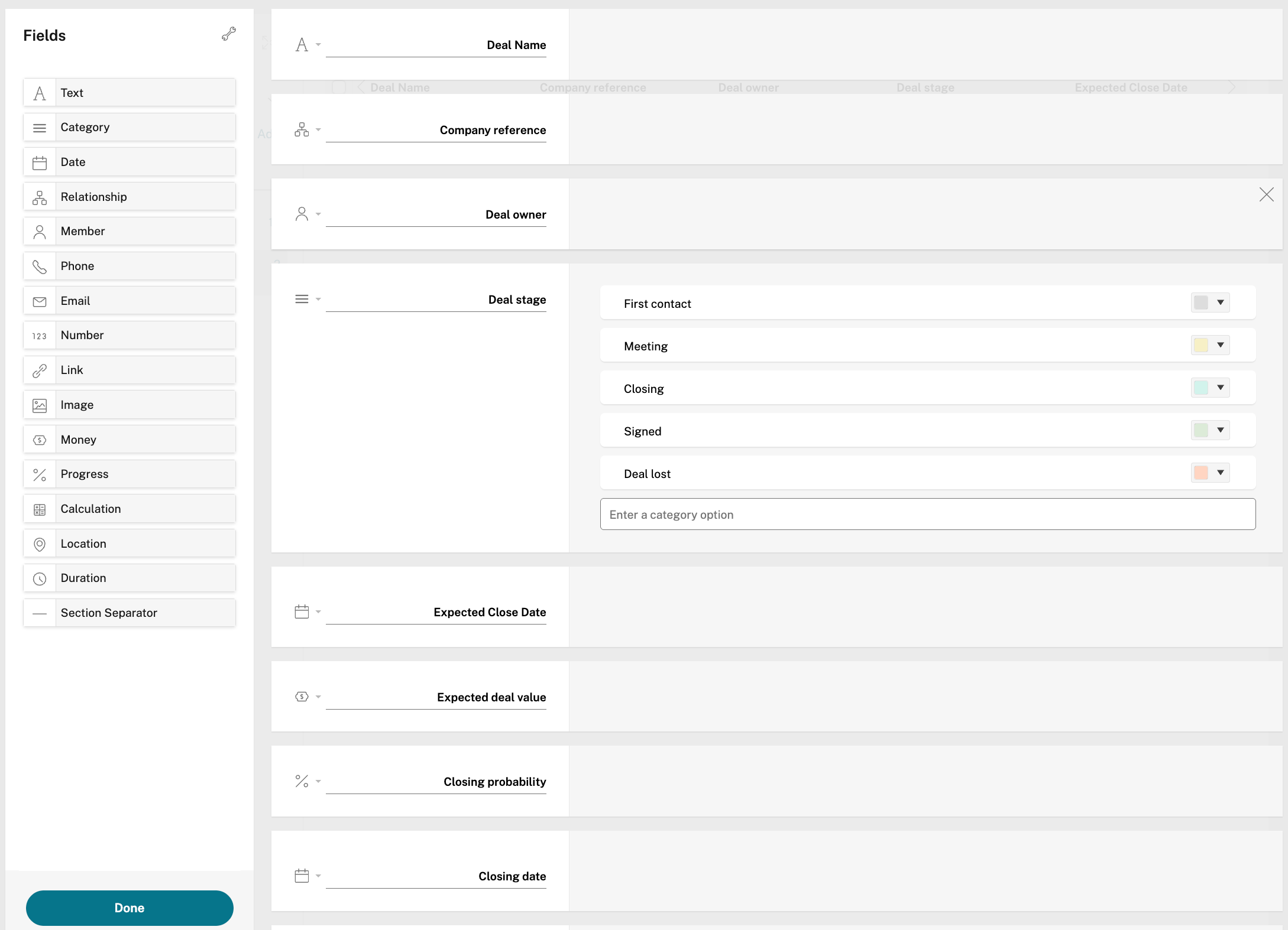 Podio item for sales deal