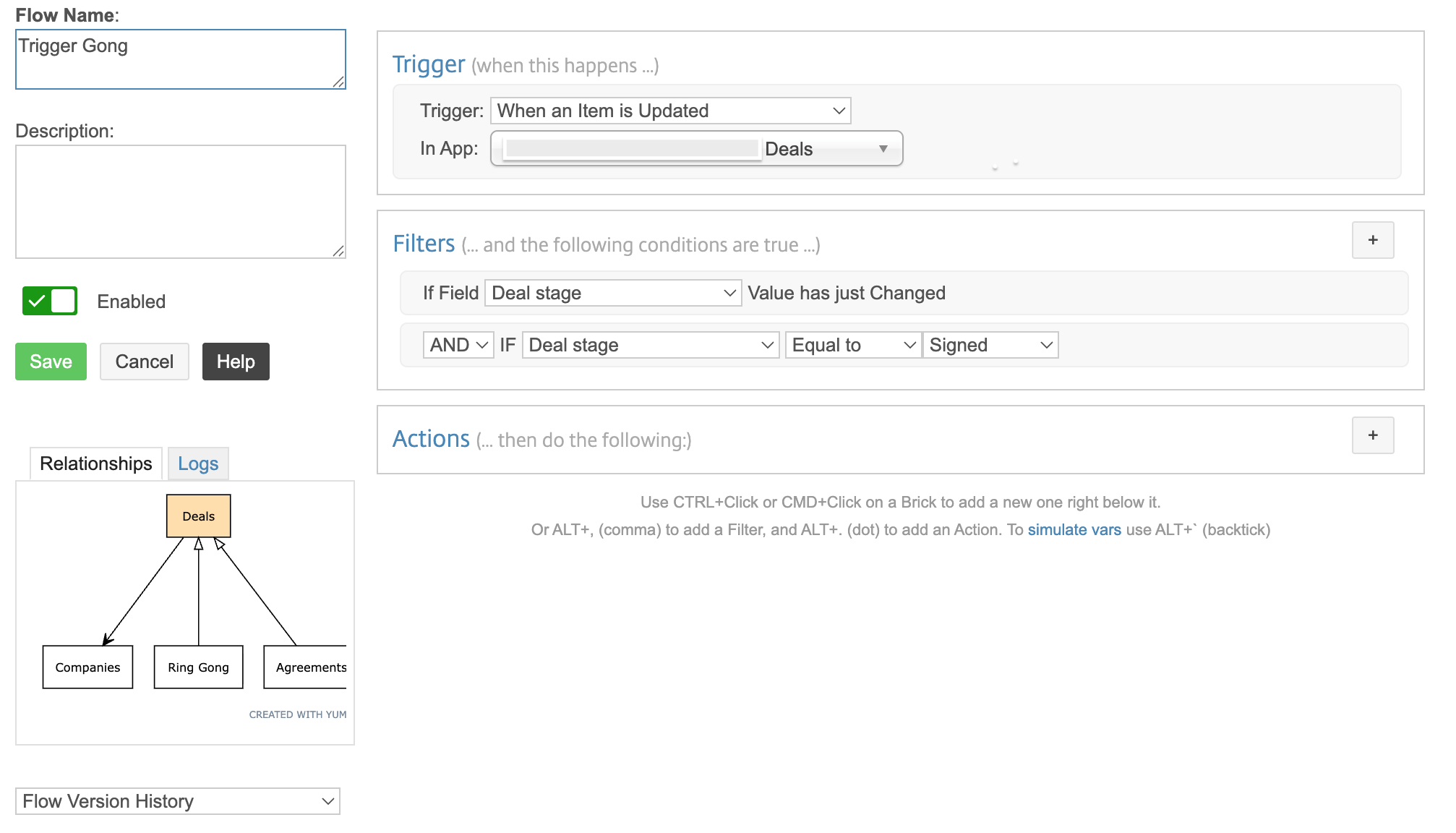 Podio trigger for gong
