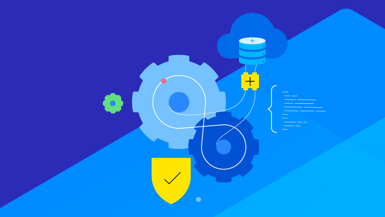 Decorative Graphic with gears and a shield