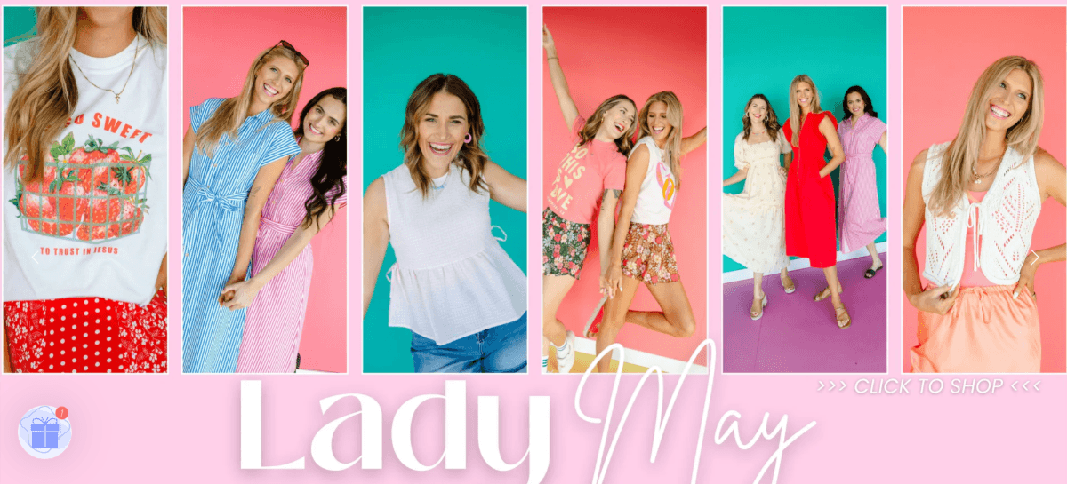 MyEllement Boutique hero image This is one of the images in the MyEllement Boutique hero slider on the homepage. In it, we see six panes containing women wearing the brand’s clothing. Each image is set against a different backdrop color—mostly greens and peachy red tones.
