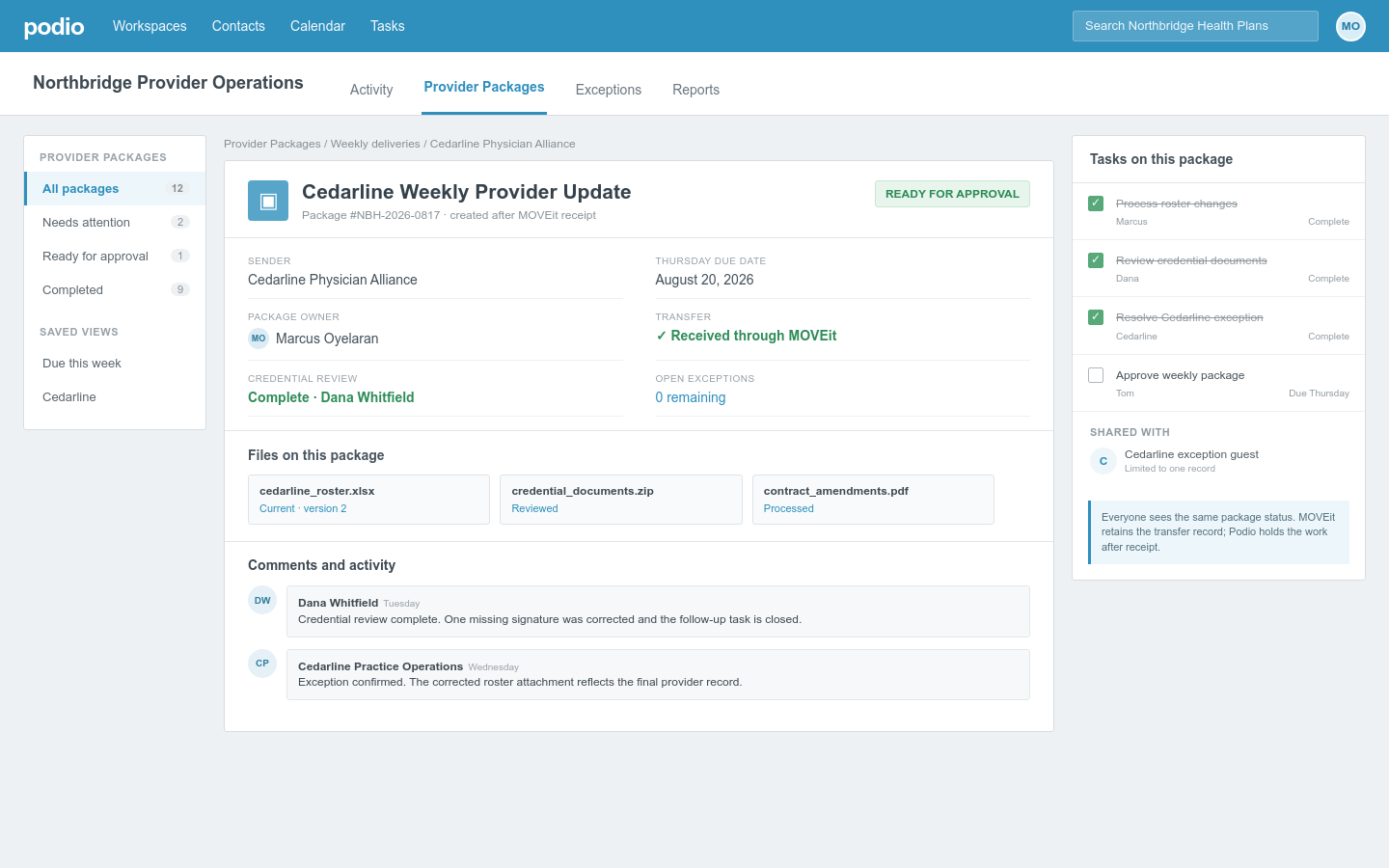 illustrated Podio workspace