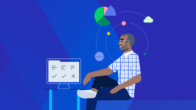 Decorative Graphic Man with Computer