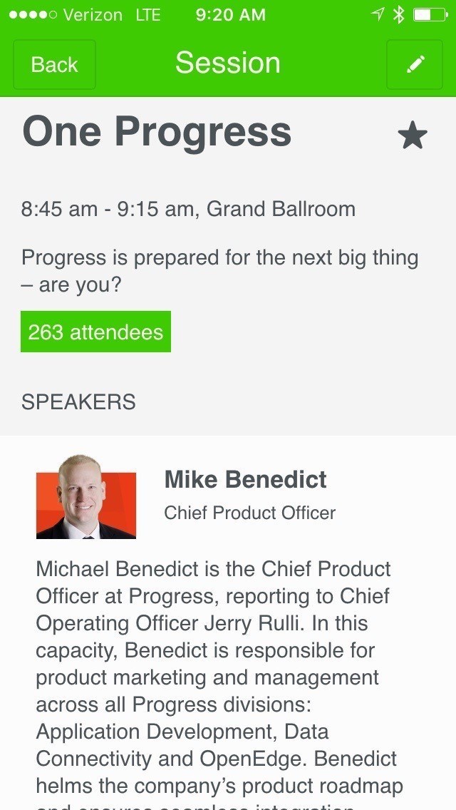 ProgressNEXT 2016 App - Mike Benedict ProgressNEXT 2016 App - Mike Benedict