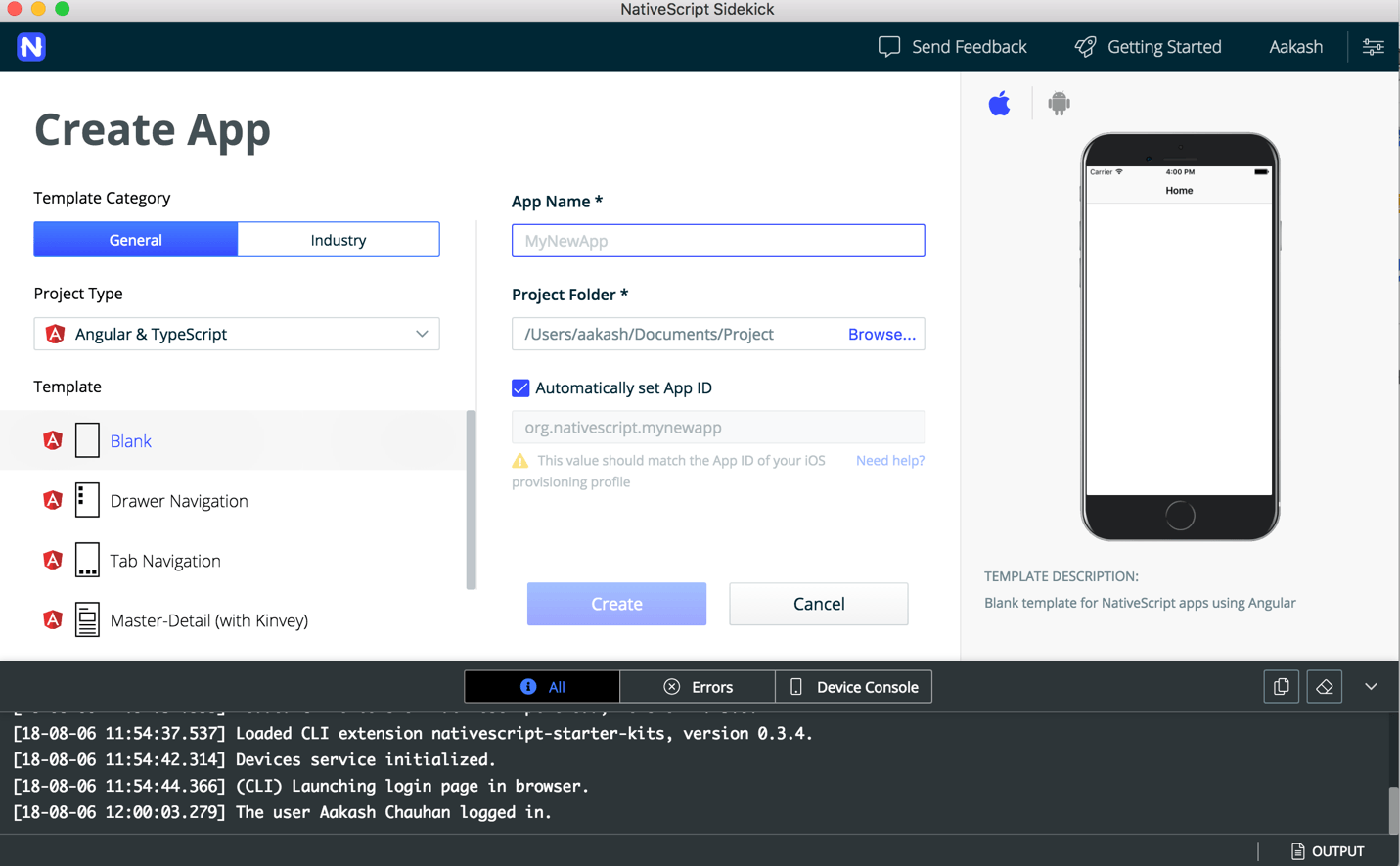NativeScript Sidekick