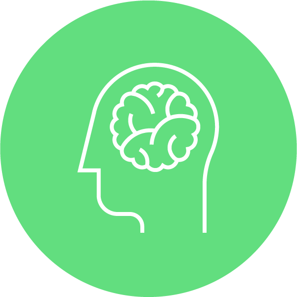 MFT Maven icon of brainy on green