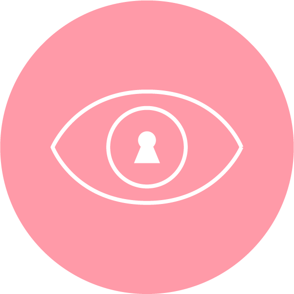 Security Sphinx icon of eye on pink