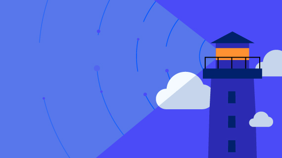 Lighthouse shining left with cloud surround