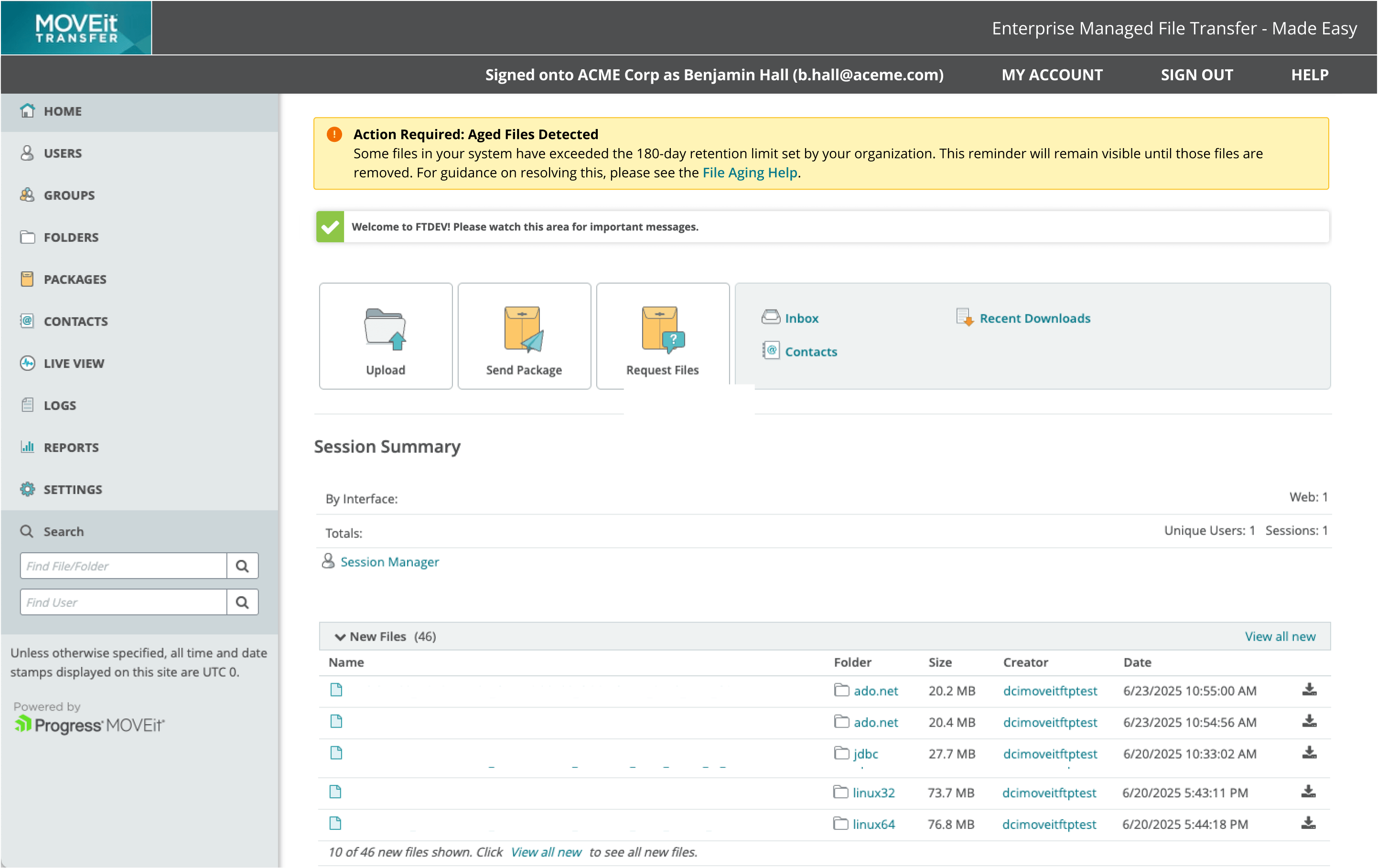 MOVEit Transfer - File Aging Alert