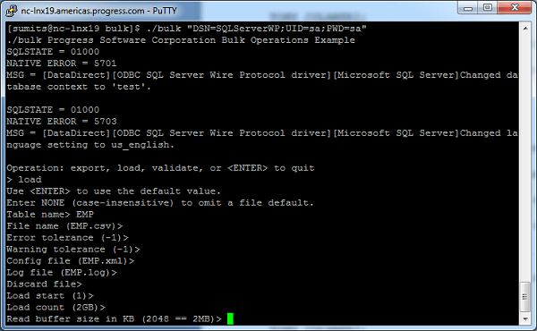 Bulk Load on Unix/Linux to SQL Server