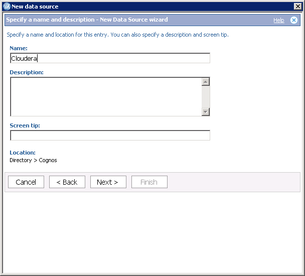 Cloudera ODBC data source in Framework Manager