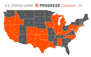 US states using Progress Corticon as of March 2015