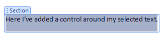 adding Rich Text Control around section of content