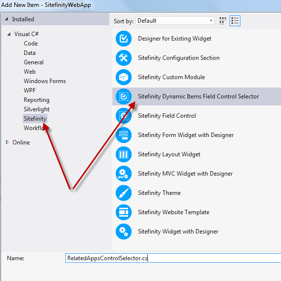2. AddNewItem-FieldSelector