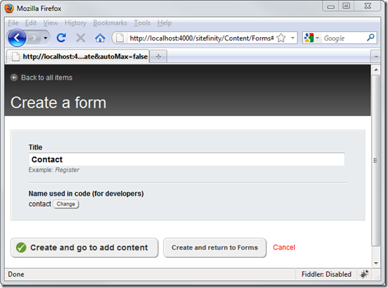 Creating a brand new form using Sitefinity 4.0's form builder Creating a brand new form using Sitefinity 4.0's form builder
