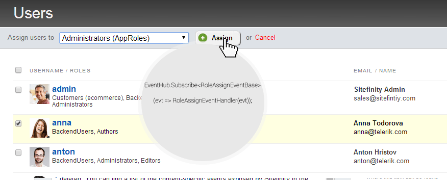 illustration of subscribing for events