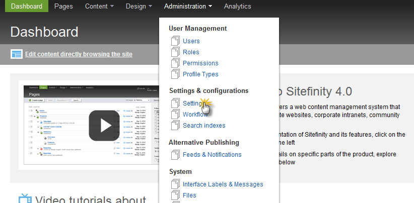 goto administration settings