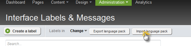 Import language pack button