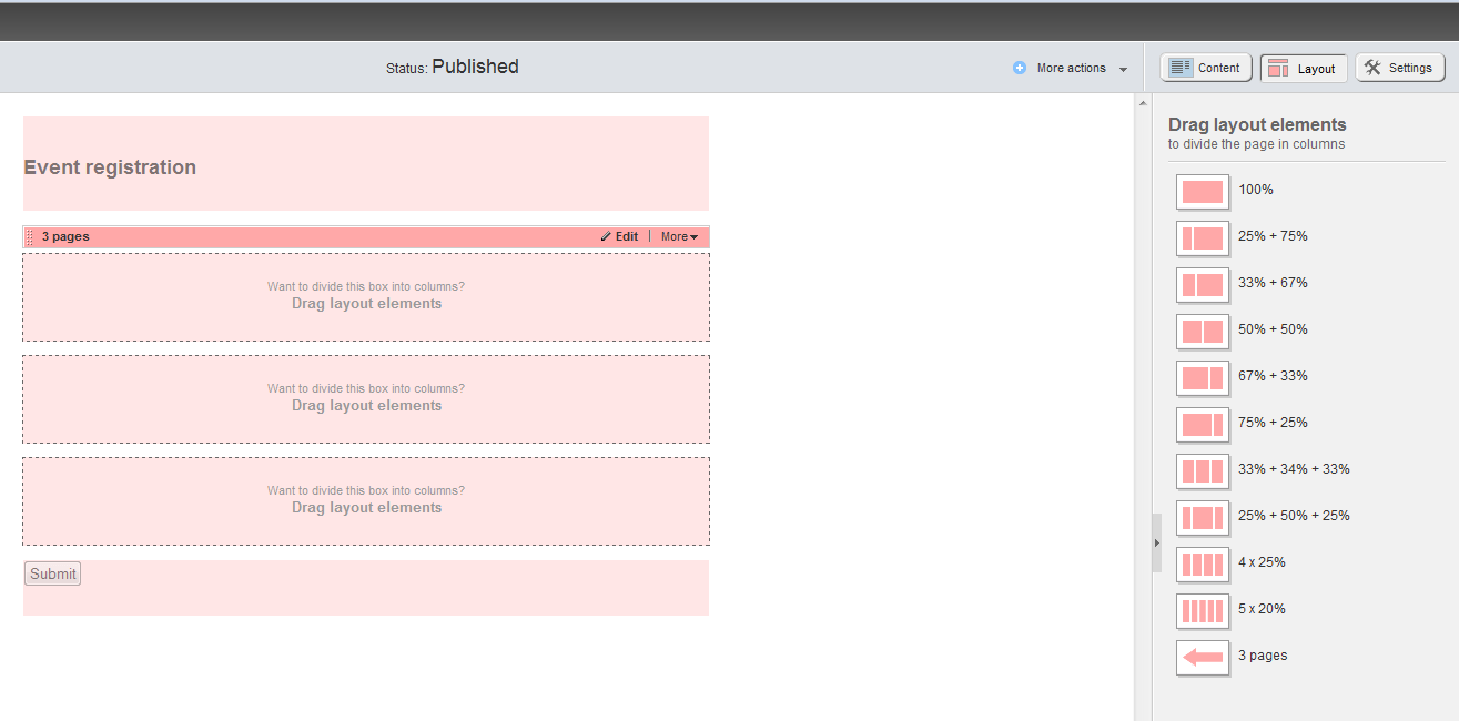 Form with 3 pages layout