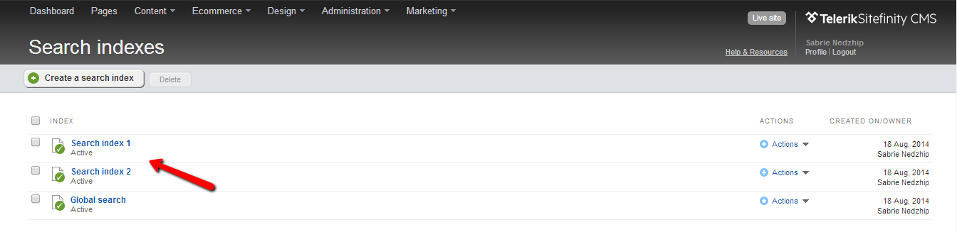 SearchIndexName Search Index Name