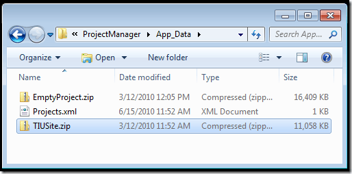 Select the TIUSite.zip file