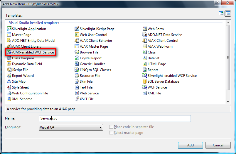 Create AJAX-Enabled WCF Service