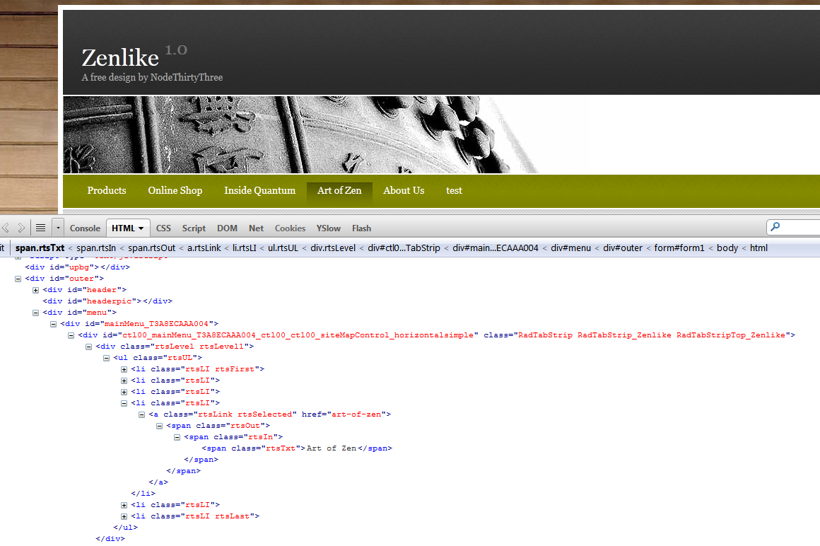 Sitefinity Navigation Widget Markup