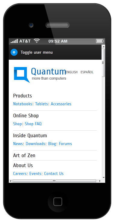 Sitefinity Responsive navigation in iPhone