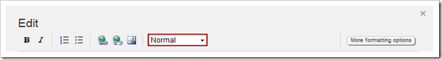 Sitefinity's FormatBlock dropdown in the Basic options section Sitefinity's FormatBlock dropdown in the Basic options section