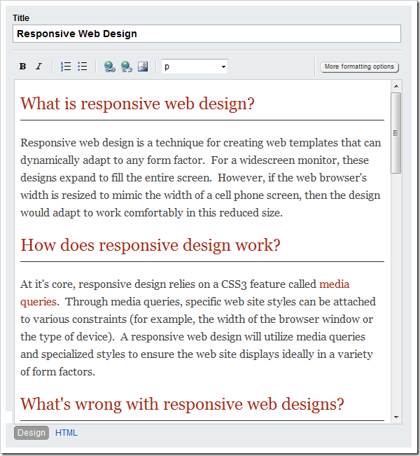 Custom styles applied to Sitefinity's Rich Text Editor Custom styles applied to Sitefinity's Rich Text Editor