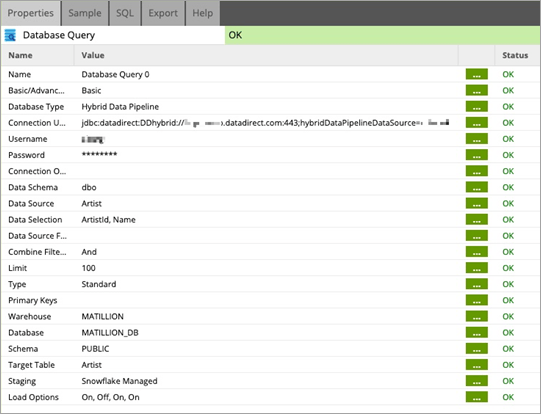 Image of Matillion Database Query window