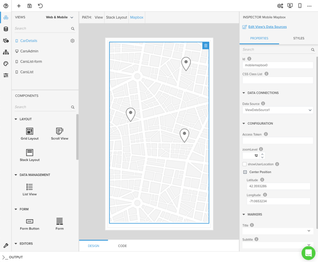 Showcase Map View in Kinvey Studio