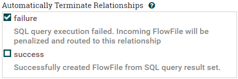 selecting auto-terminate upon failure under 