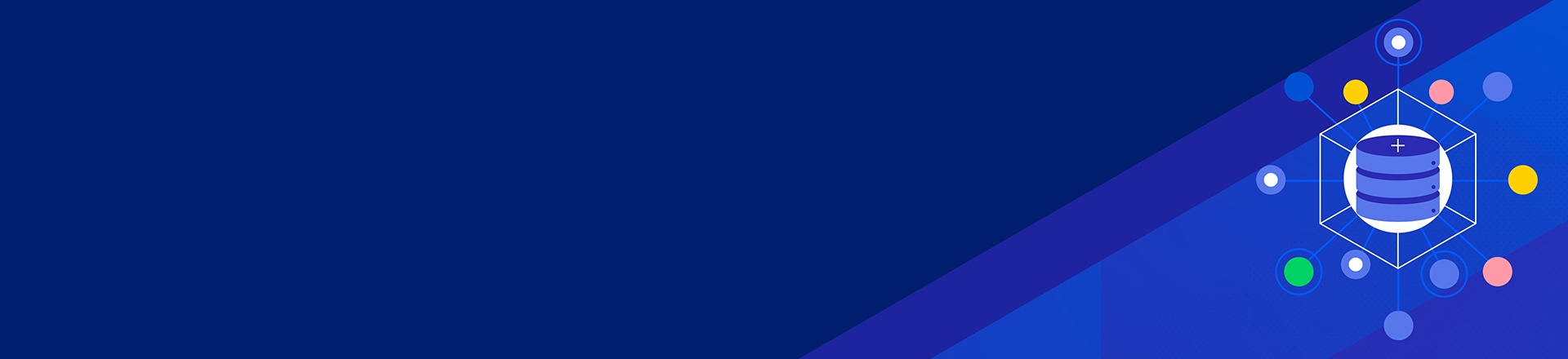 blue background with images on the right
