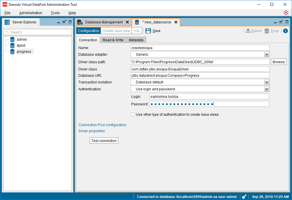 configure Eloqua connection