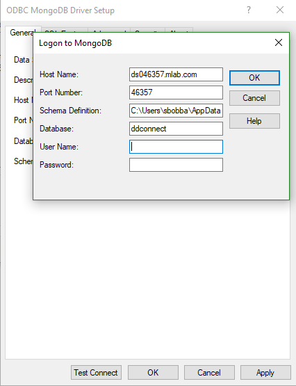 mLab Tableau ODBC Logon