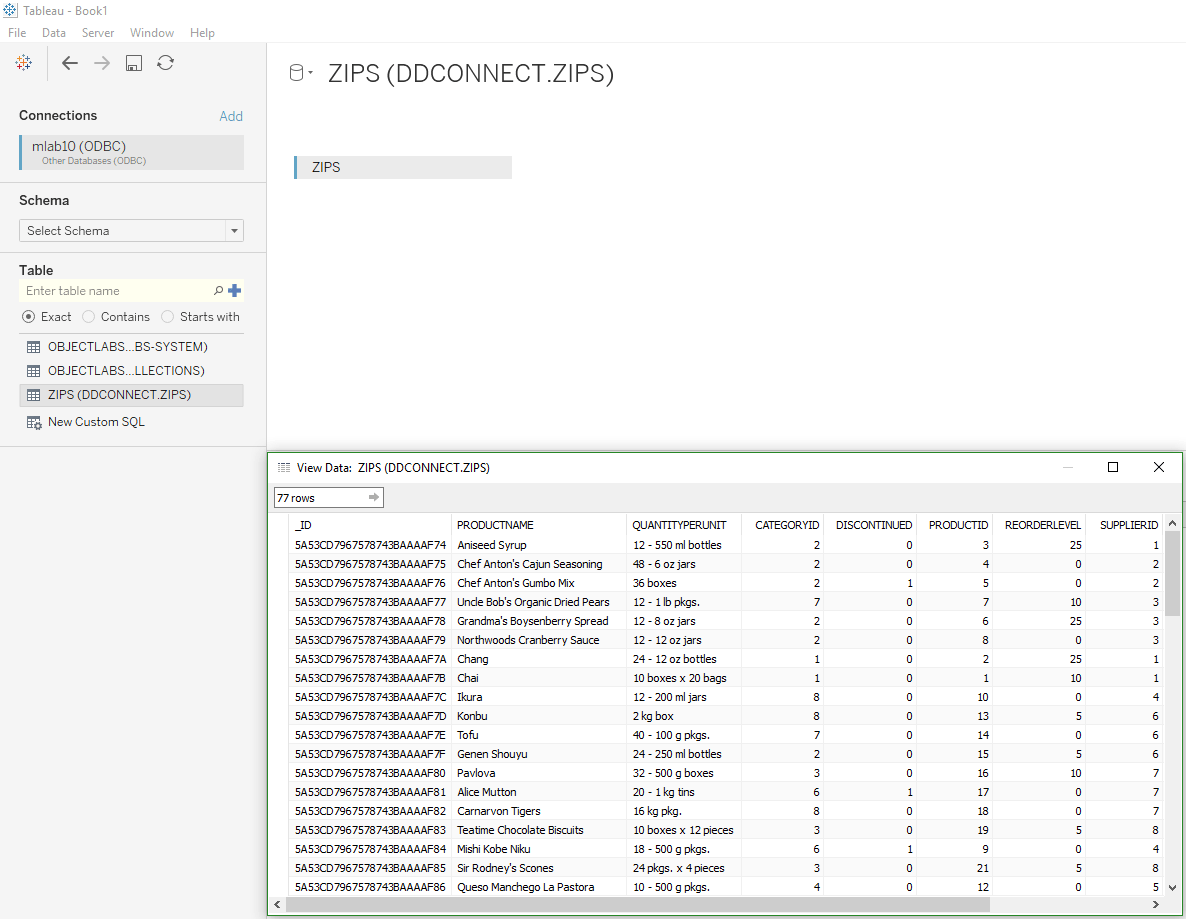 Tableau ODBC Query