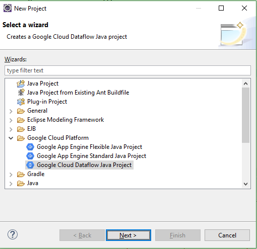 new project for gc data flow java 