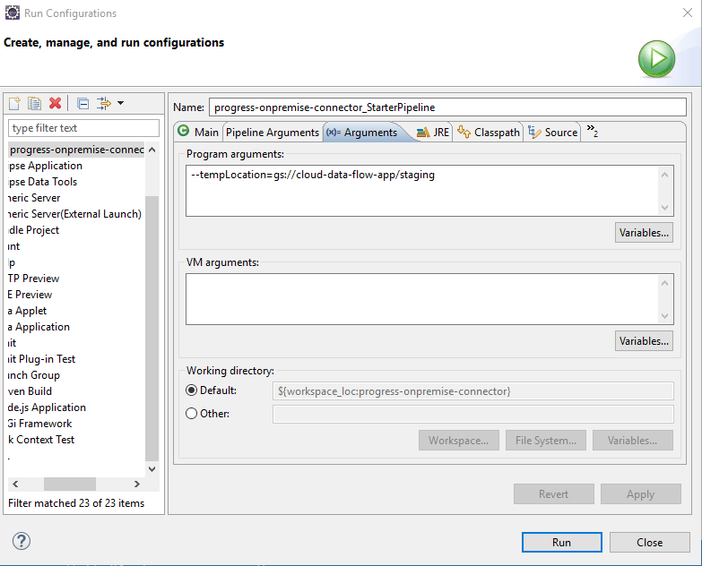 configure arguments for project4