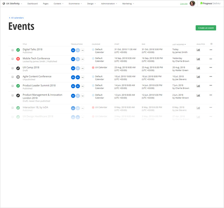 Events and Calendars