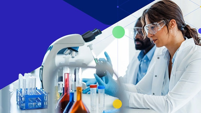 Researcher looking at samples with a microscope